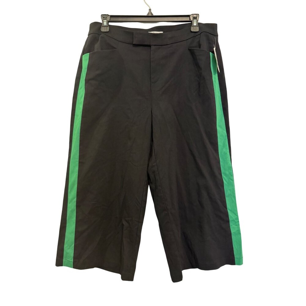 Bar III Amazon Stripe Women’s Culottes Pants Size 12 Black & Green Stripe Design